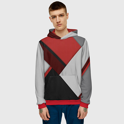 Мужская толстовка Color black red grey / 3D-Красный – фото 3