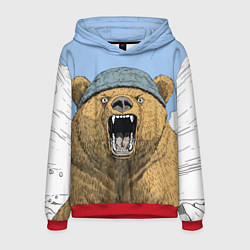 Толстовка-худи мужская Злой орущий медведь, цвет: 3D-красный