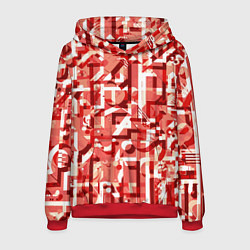 Толстовка-худи мужская Красно-белый объёмный эффект, цвет: 3D-красный