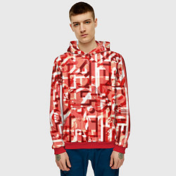 Толстовка-худи мужская Красно-белый объёмный эффект, цвет: 3D-красный — фото 2