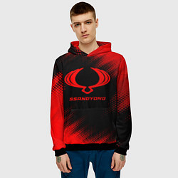 Толстовка-худи мужская SsangYong - red gradient, цвет: 3D-черный — фото 2
