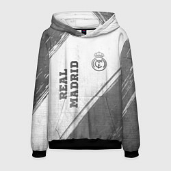 Толстовка-худи мужская Real Madrid - white gradient вертикально, цвет: 3D-черный