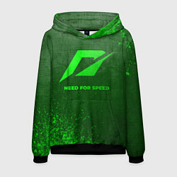 Толстовка-худи мужская Need for Speed - green gradient, цвет: 3D-черный
