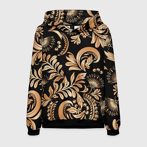 Мужская толстовка Русский этнический узор с позолотой / 3D-Черный – фото 1
