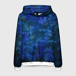 Толстовка-худи мужская Абстракция - blue uniform camouflage, цвет: 3D-белый