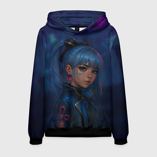 Мужская толстовка Камисато Аяка киберпанк / 3D-Черный – фото 1