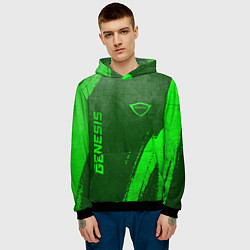 Толстовка-худи мужская Genesis - green gradient вертикально, цвет: 3D-черный — фото 2