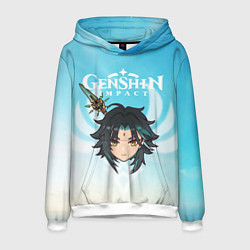 Толстовка-худи мужская Genshin Impact - персонаж Сяо, цвет: 3D-белый