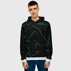 Толстовка-худи мужская Color turquoise line, цвет: 3D-белый — фото 2