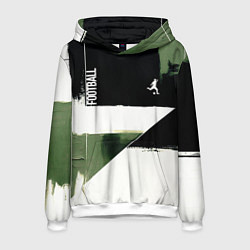 Толстовка-худи мужская Футбол на фоне брызг красок, цвет: 3D-белый