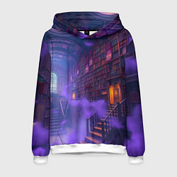 Толстовка-худи мужская Таинственная библиотека, цвет: 3D-белый