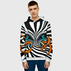 Толстовка-худи мужская Глаз и щупальца, цвет: 3D-белый — фото 2