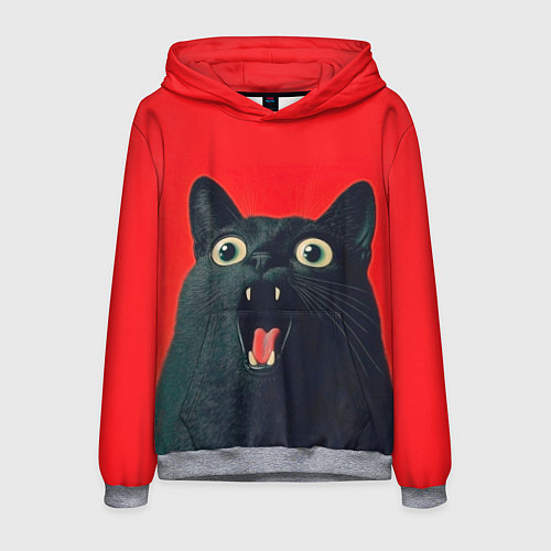 Мужская толстовка Котик в шоке / 3D-Меланж – фото 1