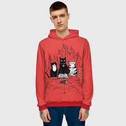 Толстовка-худи мужская Котики колдуют, цвет: 3D-красный — фото 2