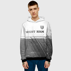 Толстовка-худи мужская West Ham - white gradient посередине, цвет: 3D-черный — фото 2