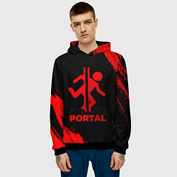 Толстовка-худи мужская Portal - red gradient, цвет: 3D-черный — фото 2