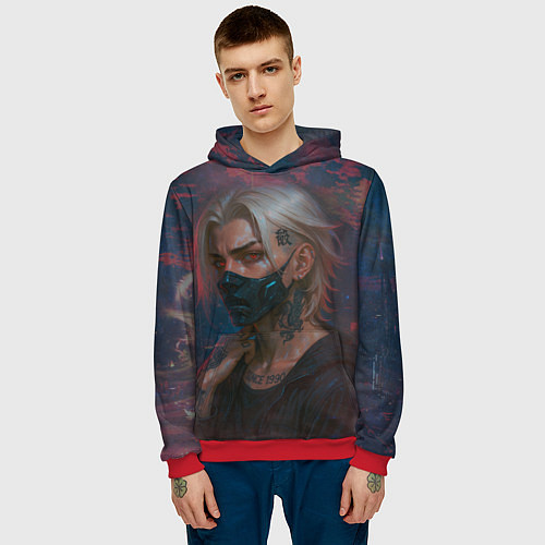 Мужская толстовка Мужчина в маске / 3D-Красный – фото 3