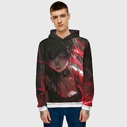 Толстовка-худи мужская Брюнетка в красной краске, цвет: 3D-белый — фото 2