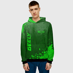 Толстовка-худи мужская Geely - green gradient вертикально, цвет: 3D-черный — фото 2