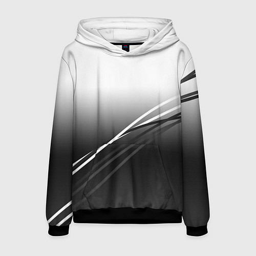 Мужская толстовка Градиент с полосами из белого в тёмный / 3D-Черный – фото 1