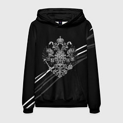 Толстовка-худи мужская Имперский герб чёрный с полосами, цвет: 3D-черный