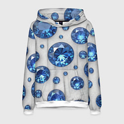 Толстовка-худи мужская Россыпь сапфиров, цвет: 3D-белый