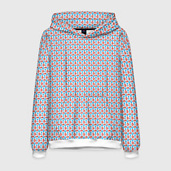 Толстовка-худи мужская Красно-синие фигуры на белом фоне, цвет: 3D-белый