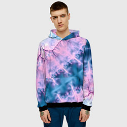 Толстовка-худи мужская Вода и розовая абстракция, цвет: 3D-черный — фото 2