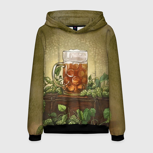 Мужская толстовка Кружка пива акварель / 3D-Черный – фото 1