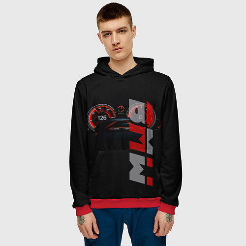 Мужская толстовка BMW спидометр и надпись / 3D-Красный – фото 3