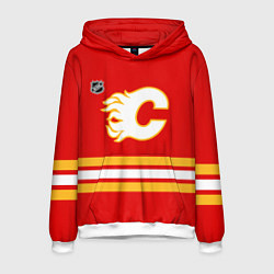 Толстовка-худи мужская Калгари Флэймз хоккей, цвет: 3D-белый