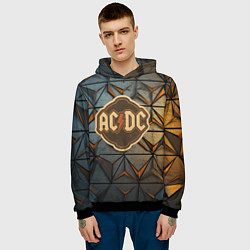 Толстовка-худи мужская ACDC винтажный логотип, цвет: 3D-черный — фото 2