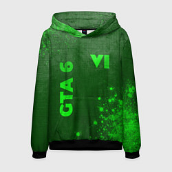 Толстовка-худи мужская GTA 6 - green gradient вертикально, цвет: 3D-черный