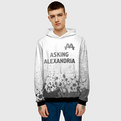 Толстовка-худи мужская Asking Alexandria - white gradient посередине, цвет: 3D-черный — фото 2