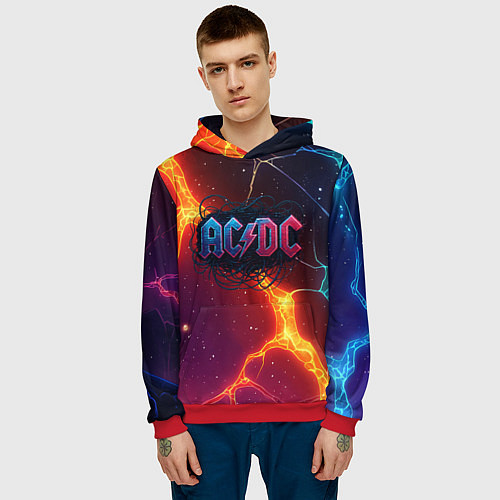 Мужская толстовка ACDC логотип в градиенте / 3D-Красный – фото 3