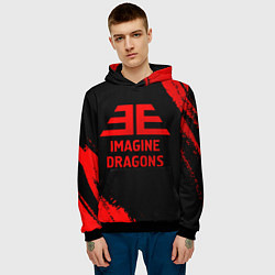 Толстовка-худи мужская Imagine Dragons - red gradient, цвет: 3D-черный — фото 2