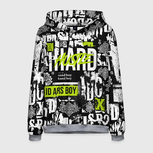 Мужская толстовка Паттерн с надписями хасл / 3D-Меланж – фото 1