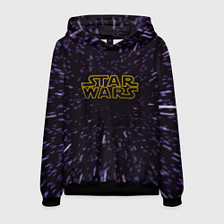 Толстовка-худи мужская Звёздные войны гиперпрыжок глитч, цвет: 3D-черный
