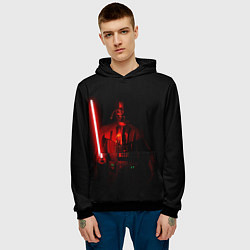 Толстовка-худи мужская Вейдер в темноте с мечом, цвет: 3D-черный — фото 2
