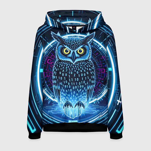 Мужская толстовка Виртуальный филин / 3D-Черный – фото 1