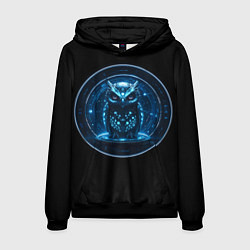 Толстовка-худи мужская Магическая сова робот, цвет: 3D-черный