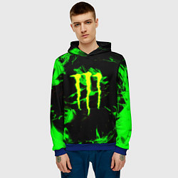 Толстовка-худи мужская Monster energy кислотное лого огонь, цвет: 3D-синий — фото 2
