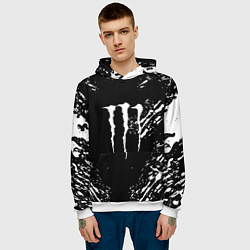 Толстовка-худи мужская Monster energy white splash, цвет: 3D-белый — фото 2