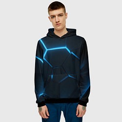 Толстовка-худи мужская Черные плиты с синим светом, цвет: 3D-черный — фото 2