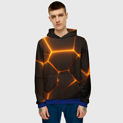 Толстовка-худи мужская Оранжевое свечение текстура, цвет: 3D-синий — фото 2