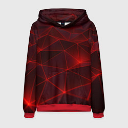 Толстовка-худи мужская Красные полигоны с неоном, цвет: 3D-красный