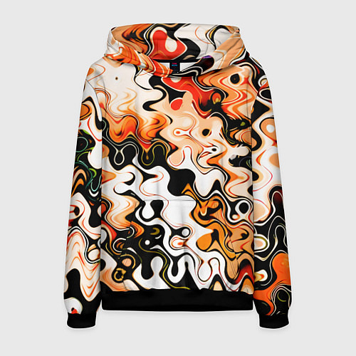 Мужская толстовка Абстракция разлитые краски оранжевый / 3D-Черный – фото 1
