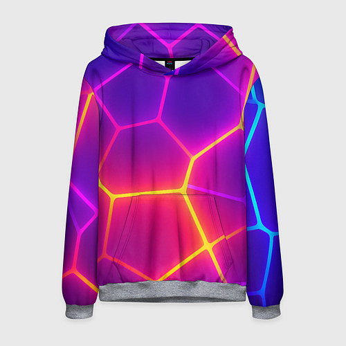 Мужская толстовка Синие плиты с фиолетовым свечением / 3D-Меланж – фото 1