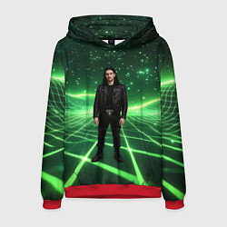 Толстовка-худи мужская Bones в зеленом полигоне, цвет: 3D-красный