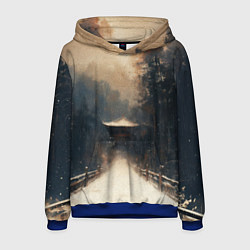 Толстовка-худи мужская Дорога к Японскому храму, цвет: 3D-синий